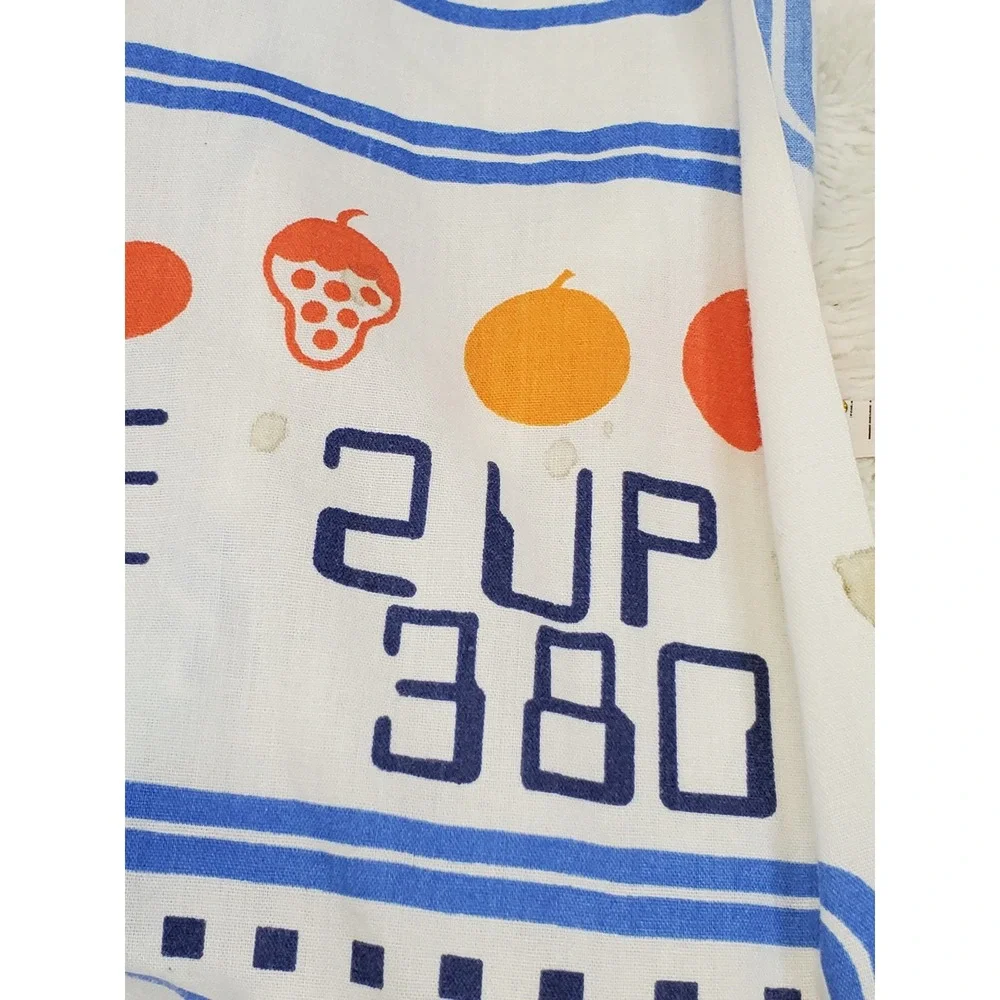 Vintage Danville 1980s White Blue Pac-Man Ghosts Fabric Twin Flat Sheet Gamer